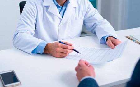 Врач сидит с пациентом за столом